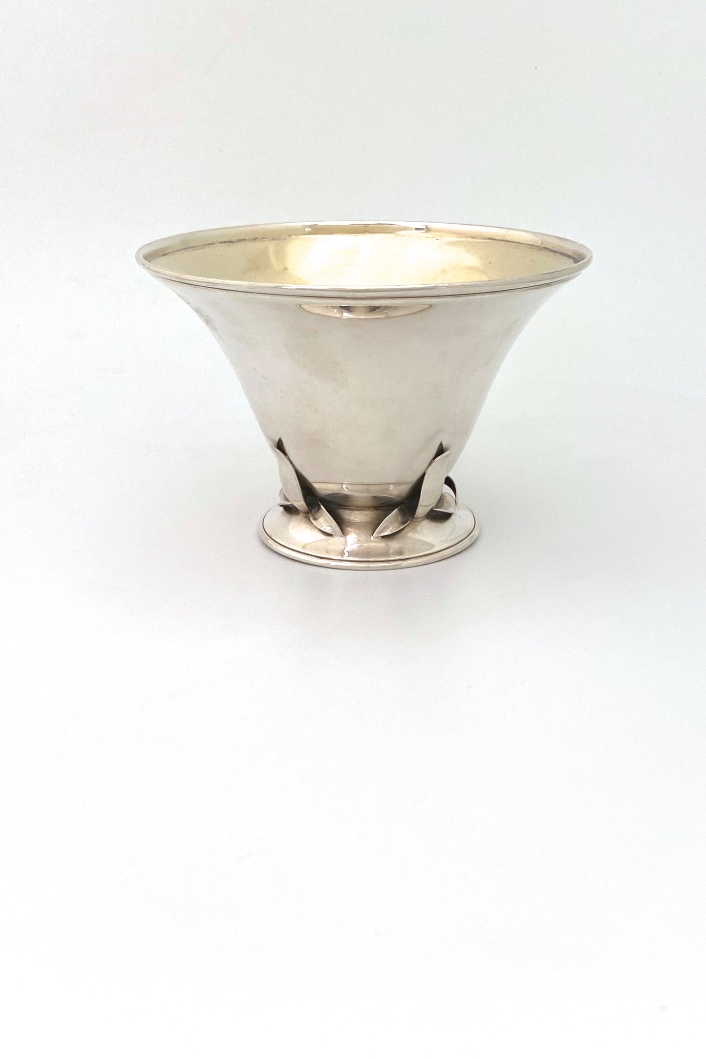 Carl Poul Petersen Canada vintage silver footed bowl 1 applied foliate decoration medium Canadian Modernist design