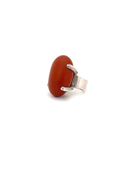 Carmen Beckmann Mexico vintage silver jasper extra large ring Modernist jewelry design
