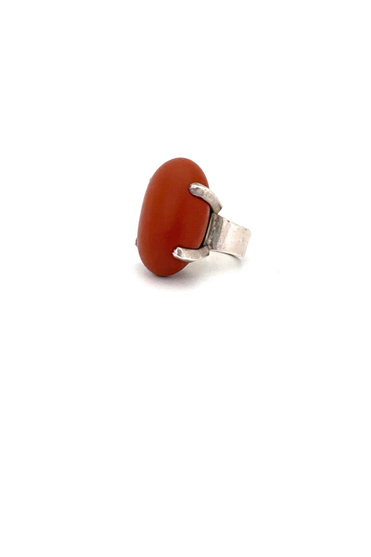 Carmen Beckmann Mexico vintage silver jasper extra large ring Modernist jewelry design