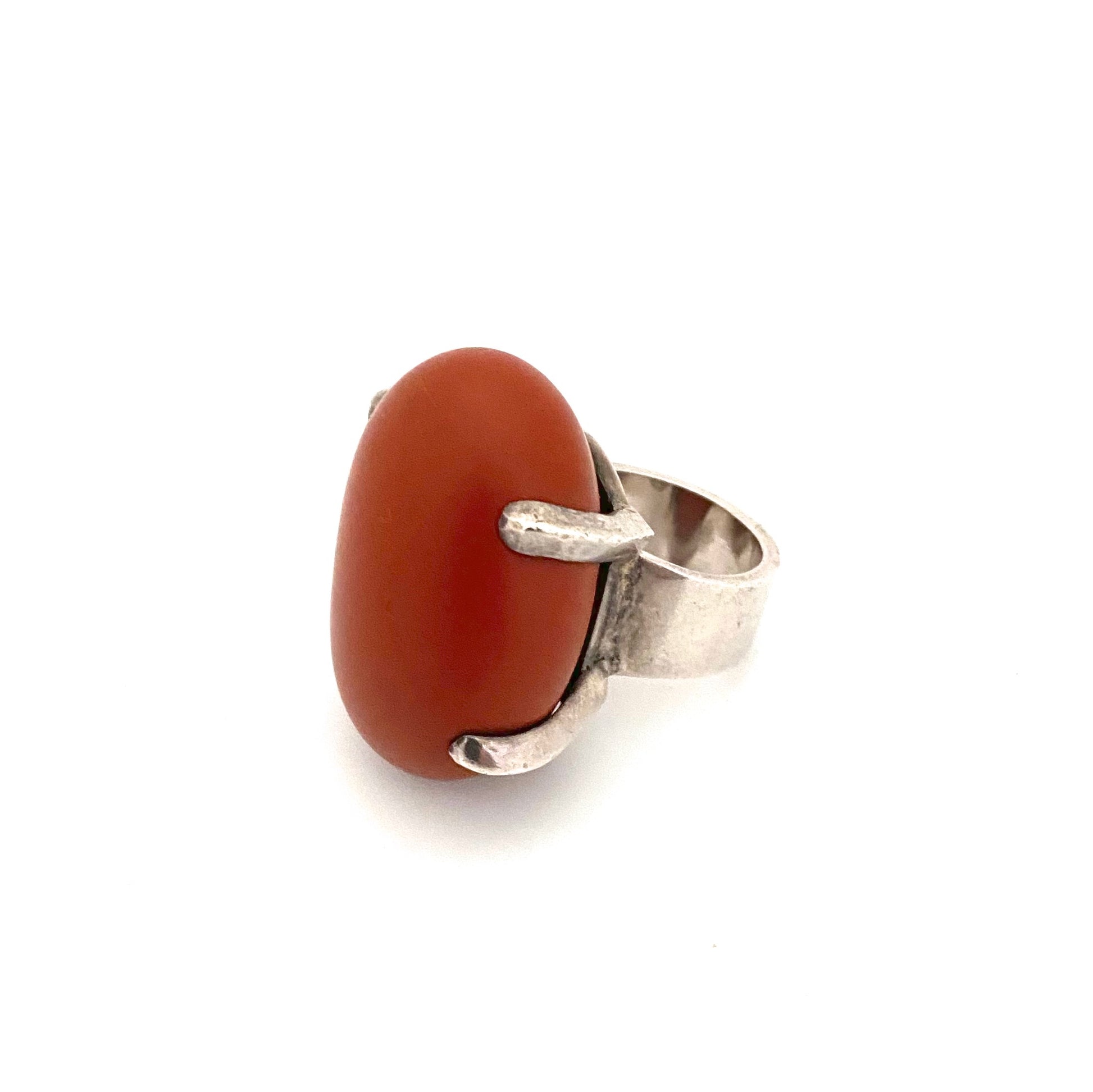 detail Carmen Beckmann Mexico vintage silver jasper extra large ring Modernist jewelry design