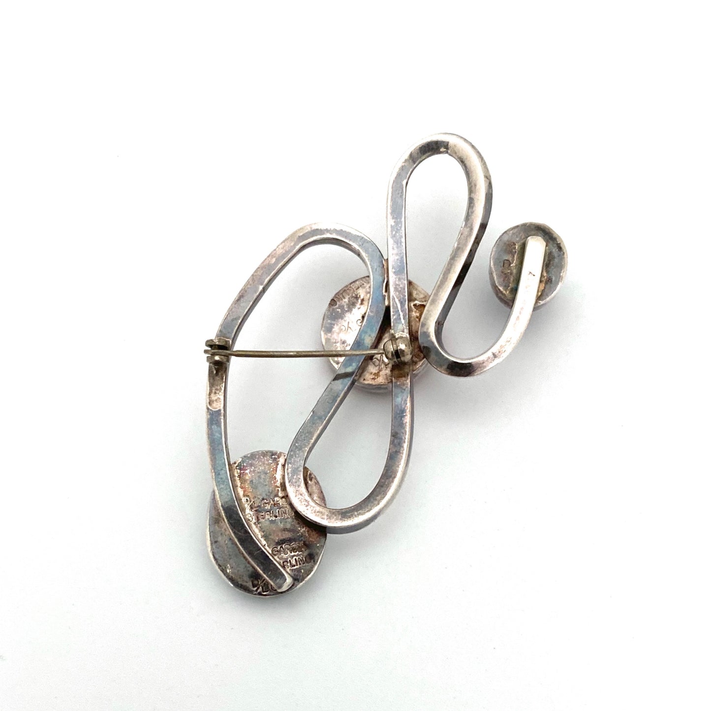 DL Garcia silver, turquoise, spiny oyster & lapis Navajo brooch