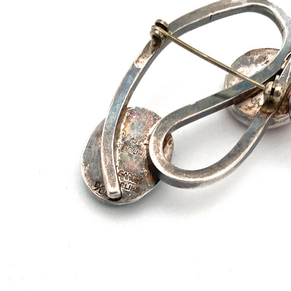 DL Garcia silver, turquoise, spiny oyster & lapis Navajo brooch