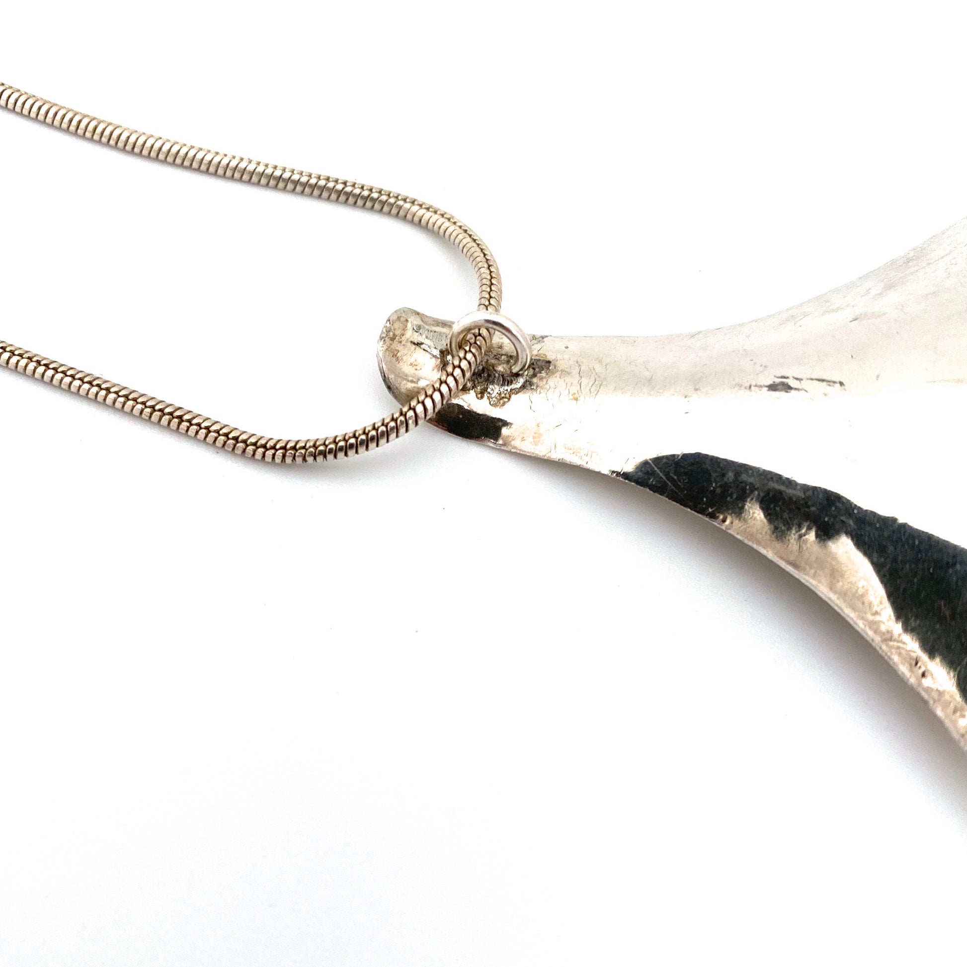 Dansk Smykkekunst Denmark large silver rose quartz pendant