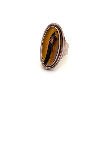 Darla Hesse Canada vintage extra large silver agate ring Canadian Modernist jewelry design