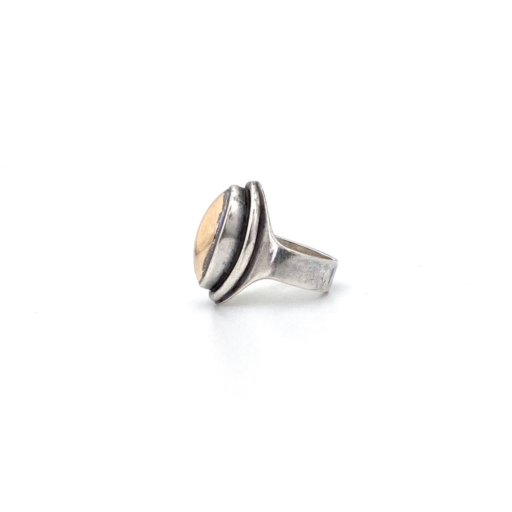 profile Darla Hesse Canada vintage silver 14k gold dome ring Canadian Modernist jewelry design