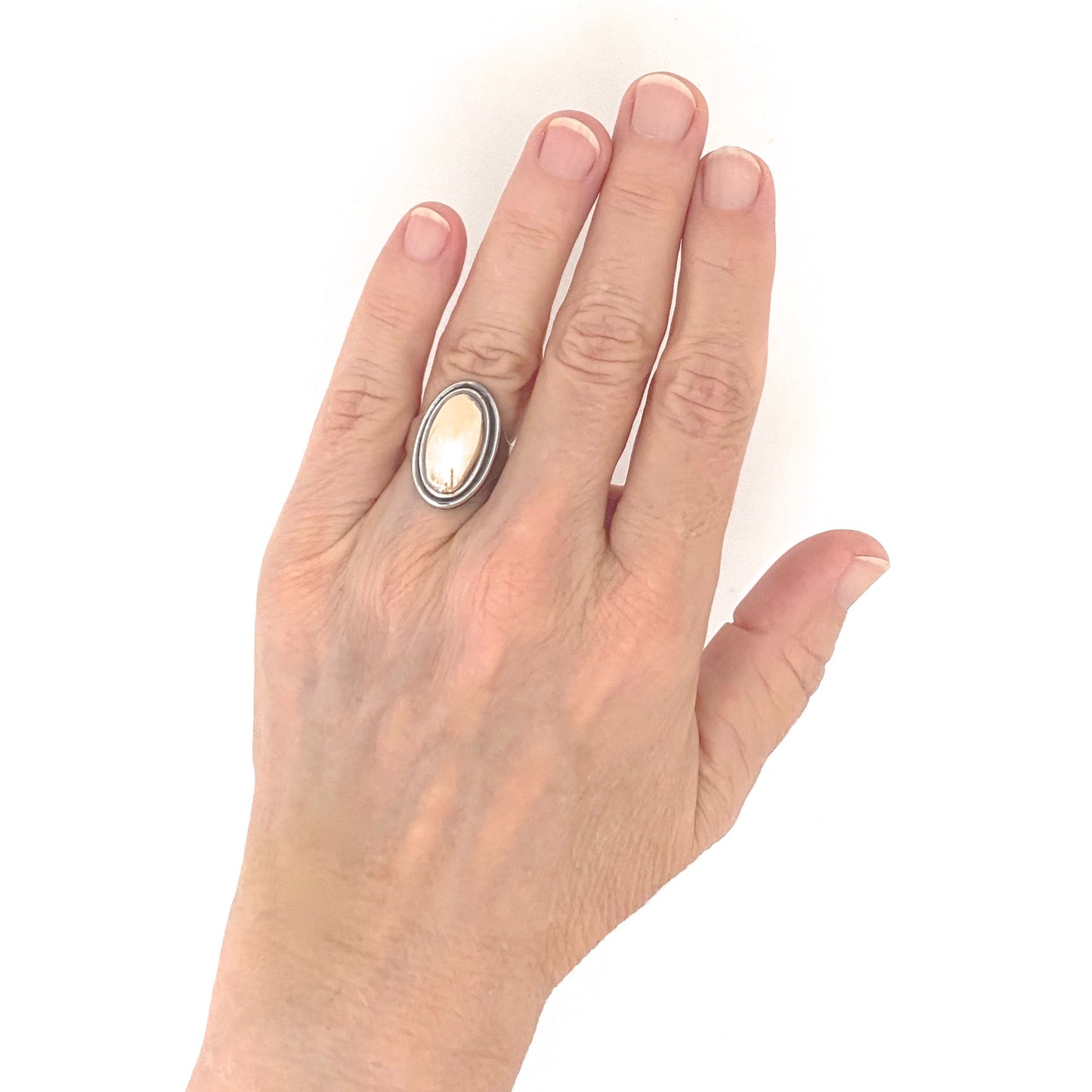 scale Darla Hesse Canada vintage silver 14k gold dome ring Canadian Modernist jewelry design