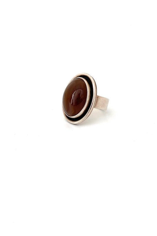 Darla Hesse Canada vintage silver banded agate ring Canadian Modernist jewelry design