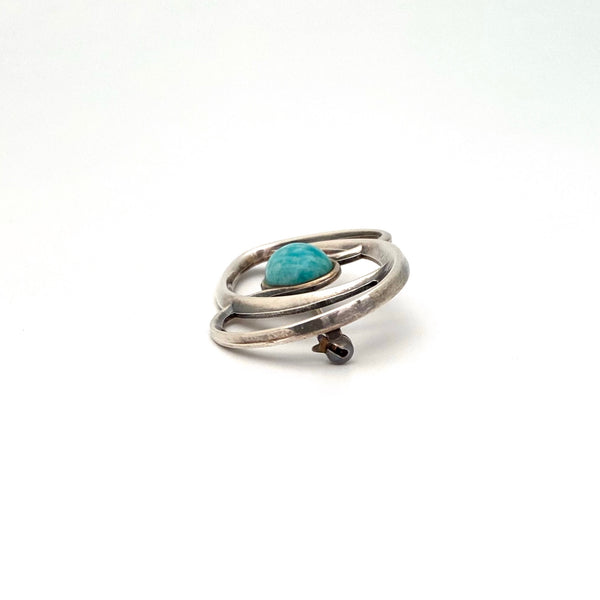 profile David-Andersen Norway vintage silver amazonite openwork brooch Harry Sorby Scandinavian Modernist jewelry design