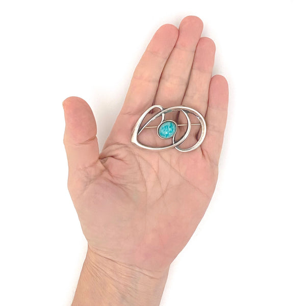 scale David-Andersen Norway vintage silver amazonite openwork brooch Harry Sorby Scandinavian Modernist jewelry design