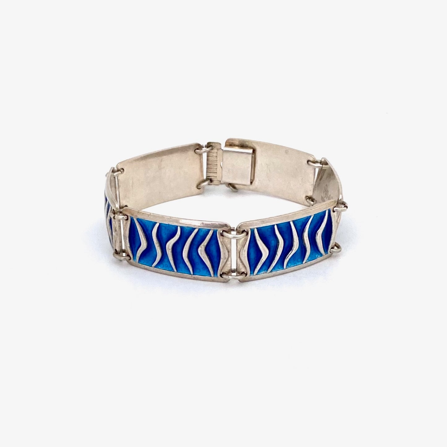 David-Andersen 'Wave' silver & enamel bracelet ~ aqua blue