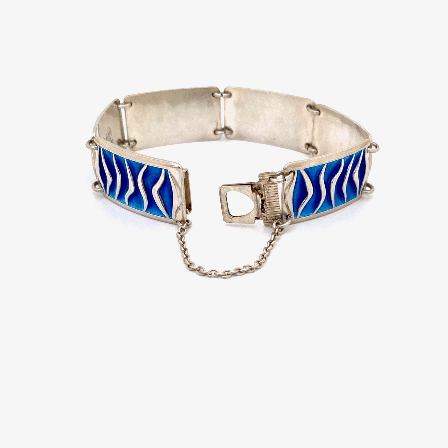 David-Andersen 'Wave' silver & enamel bracelet ~ aqua blue