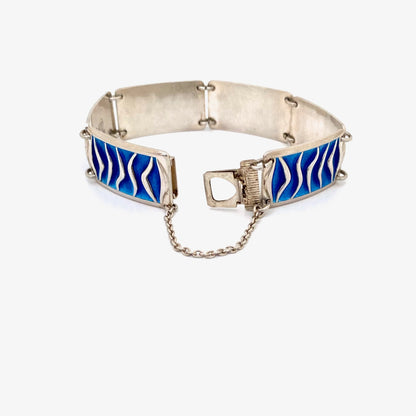 David-Andersen 'Wave' silver & enamel bracelet ~ aqua blue