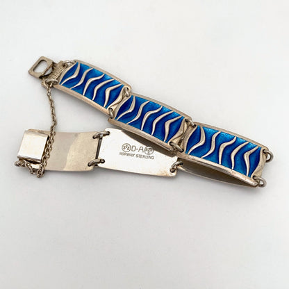 David-Andersen 'Wave' silver & enamel bracelet ~ aqua blue