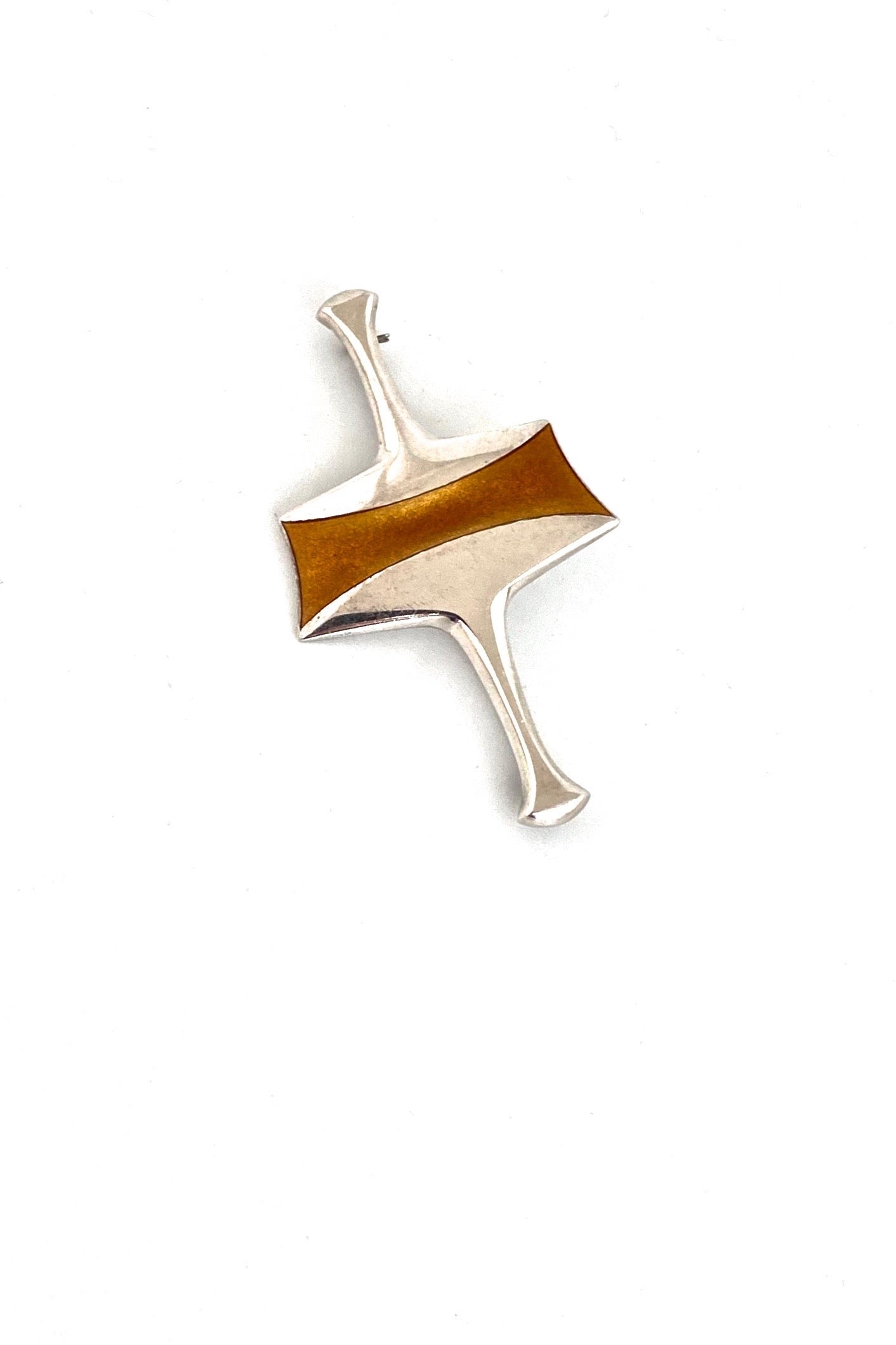 David-Andersen Norway vintage silver enamel orange brooch Bjorn Sigurd Ostern Scandinavian Modernist jewelry design