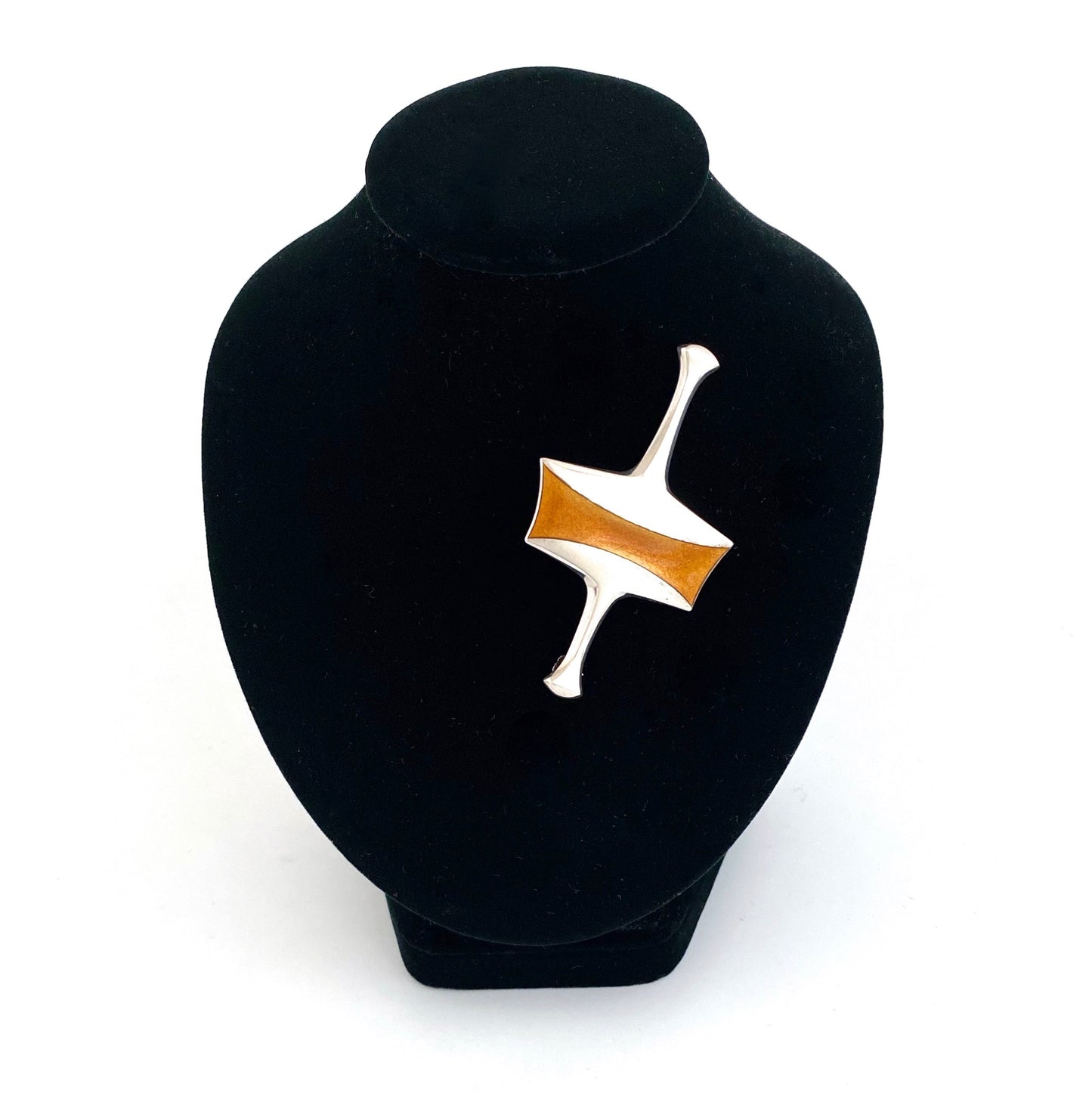 David-Andersen silver & orange enamel brooch ~ Bjorn Sigurd Ostern