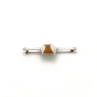 profile David-Andersen Norway vintage silver enamel orange brooch Bjorn Sigurd Ostern Scandinavian Modernist jewelry design