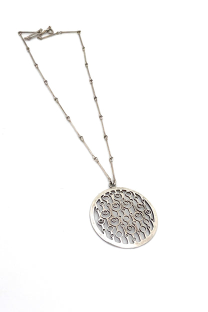 David-Andersen Norway vintage silver large circles pendant necklace Marianne Berg Scandinavian Modernist jewelry design