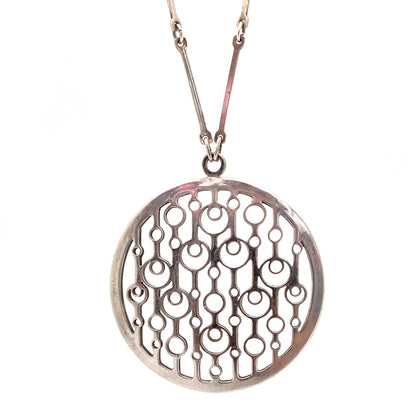 detail David-Andersen Norway vintage silver large circles pendant necklace Marianne Berg Scandinavian Modernist jewelry design