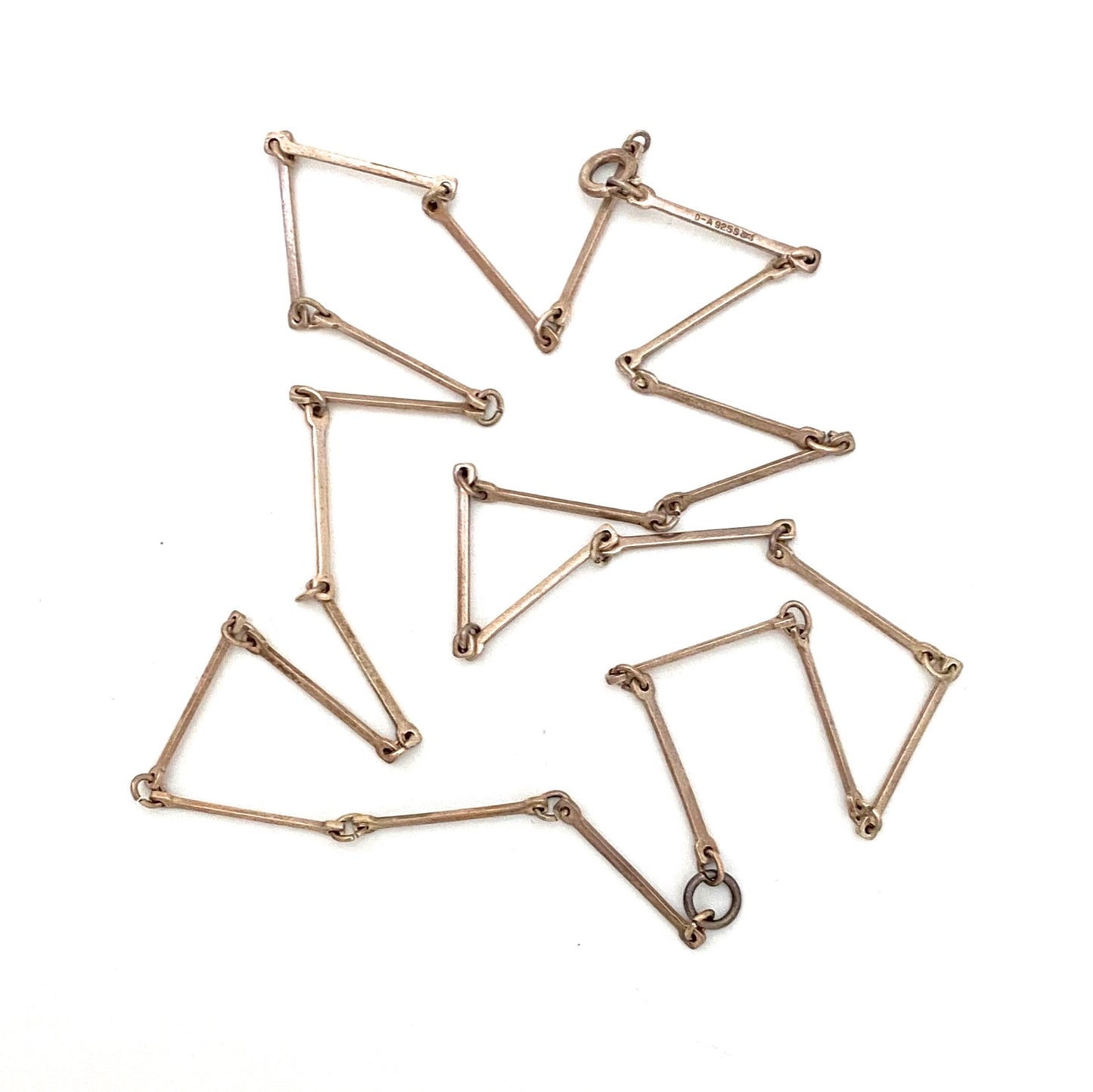 detail David-Andersen Norway vintage silver long link chain necklace Scandinavian Modernist jewelry design