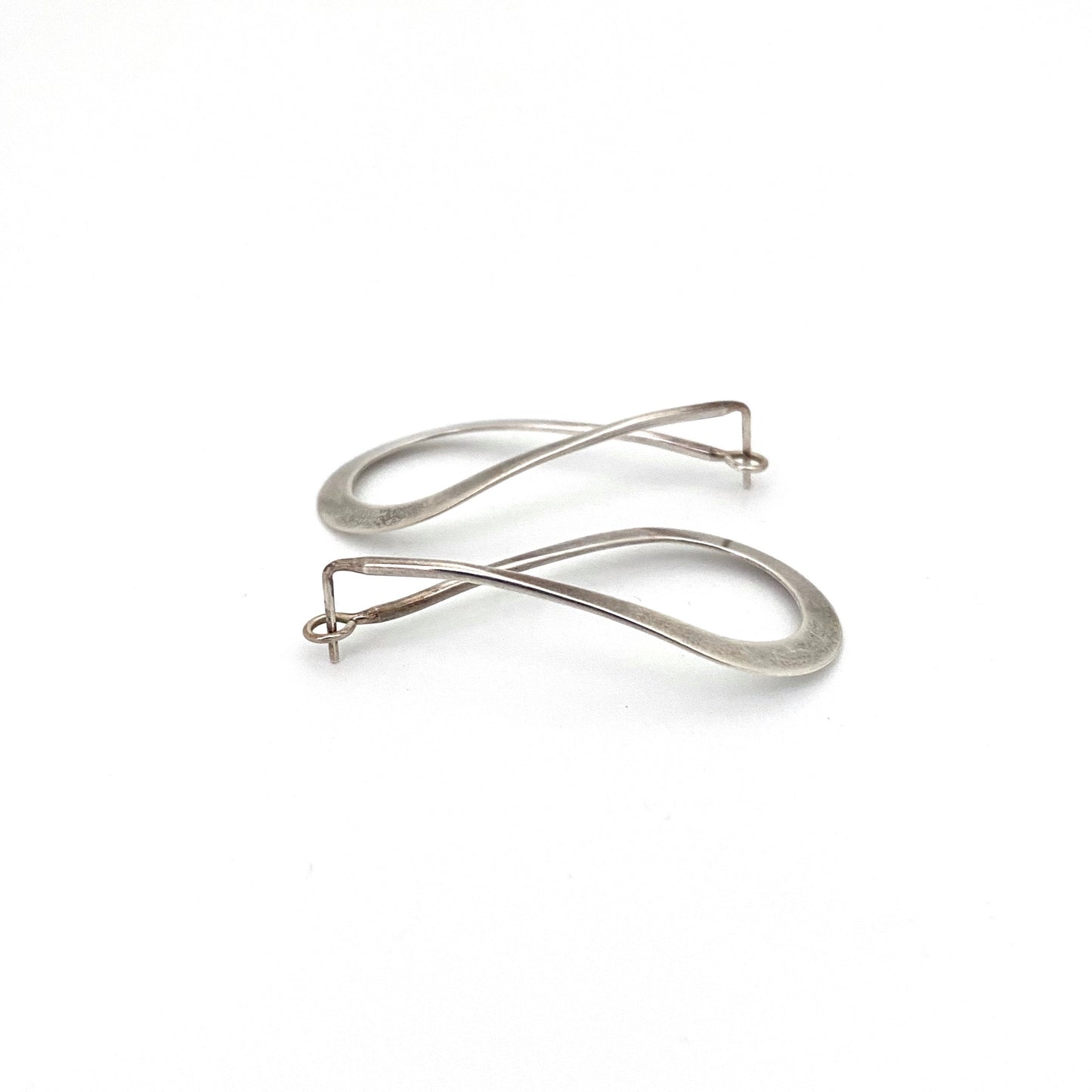 profile Ed Levin USA vintage silver large hoop earrings American Modernist jewelry design