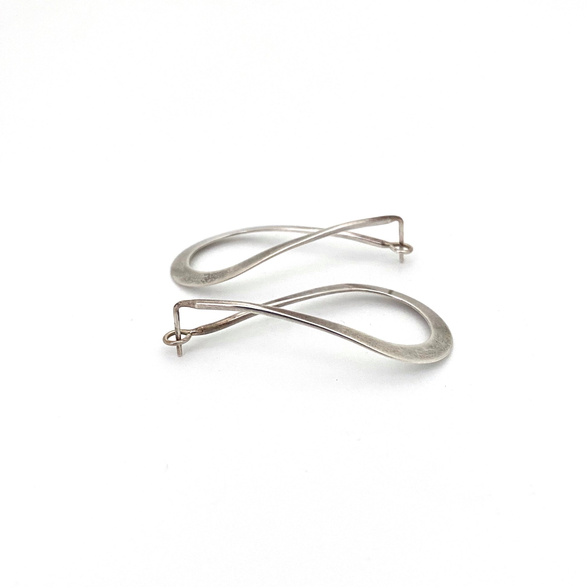 profile Ed Levin USA vintage silver large hoop earrings American Modernist jewelry design