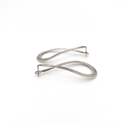 profile Ed Levin USA vintage silver large hoop earrings American Modernist jewelry design