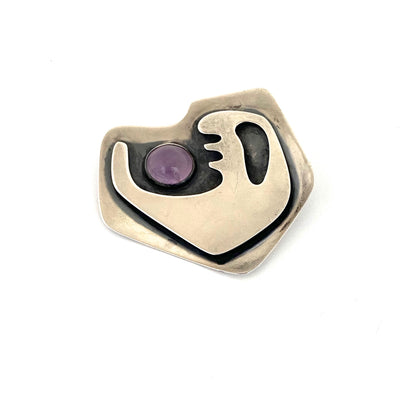 Ed Wiener large silver & amethyst brooch