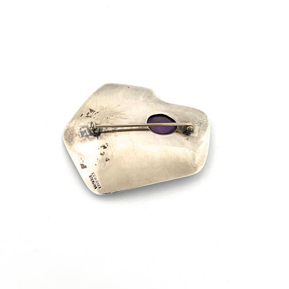 Ed Wiener large silver & amethyst brooch