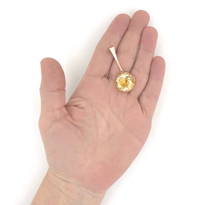 scale Elis Kauppi for Kuppittaan Kulta Finland vintage 14k gold citrine large pendant Scandinavian Modernist jewelry design