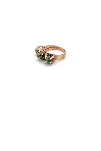 Elis Kauppi Kupittaan Kulta Finland vintage 14k gold natural stone sphere ring Scandinavian Modernist jewelry design