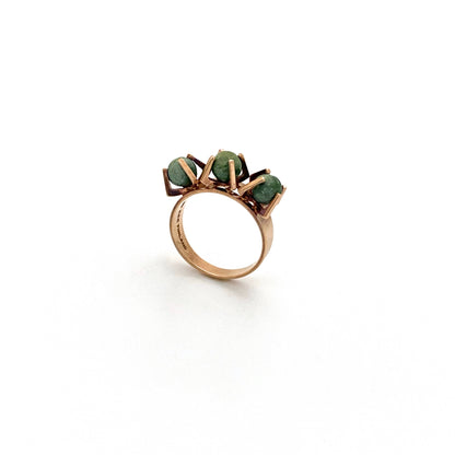 detail Elis Kauppi Kupittaan Kulta Finland vintage 14k gold natural stone sphere ring Scandinavian Modernist jewelry design
