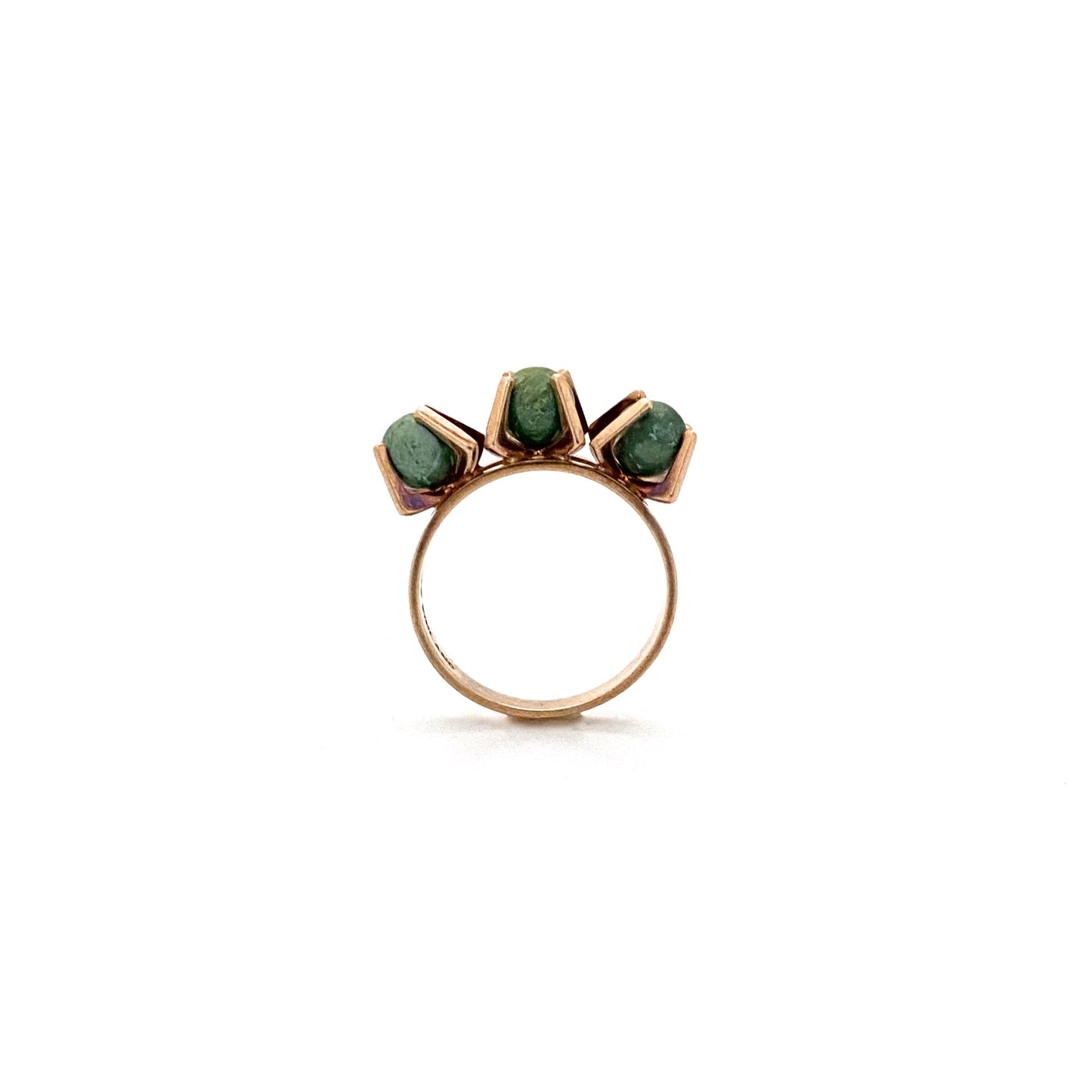 profile Elis Kauppi Kupittaan Kulta Finland vintage 14k gold natural stone sphere ring Scandinavian Modernist jewelry design