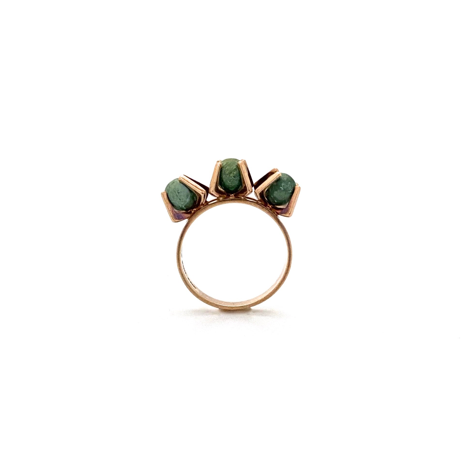 profile Elis Kauppi Kupittaan Kulta Finland vintage 14k gold natural stone sphere ring Scandinavian Modernist jewelry design