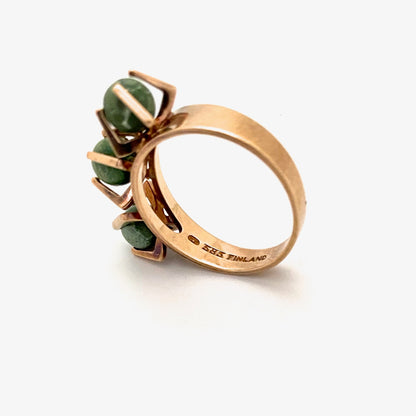 Elis Kauppi 14k gold 3 sphere ring