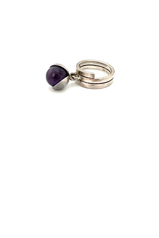 Elis Kauppi Kupittaan Kulta Finland vintage silver amethyst kinetic ring Scandinavian Modern jewelry design