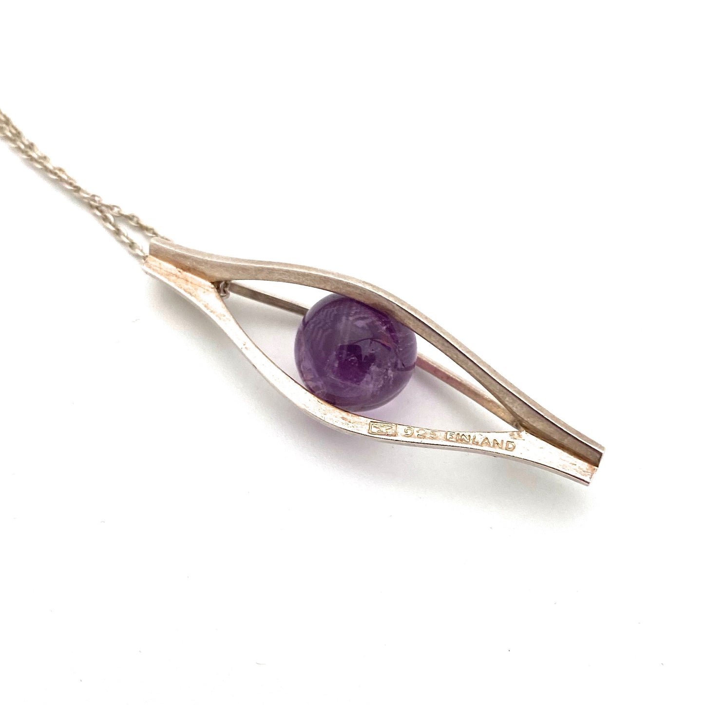 Elis Kauppi silver & amethyst pendant necklace
