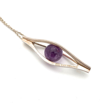 Elis Kauppi silver & amethyst pendant necklace