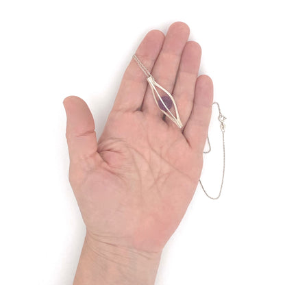 scale Elis Kauppi Kupittaan Kulta Finland vintage silver amethyst pendant necklace Scandinavian Modernist jewelry design