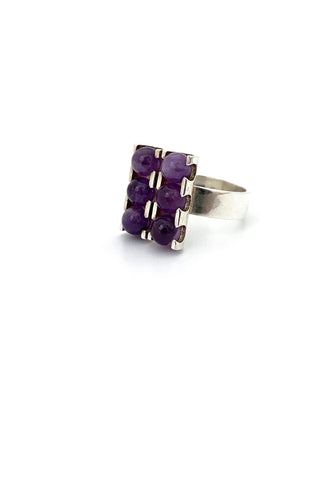 Elis Kauppi Kupittaan Kulta Finland vintage silver amethyst six 6 spheres ring Scandinavian Modernist jewelry design