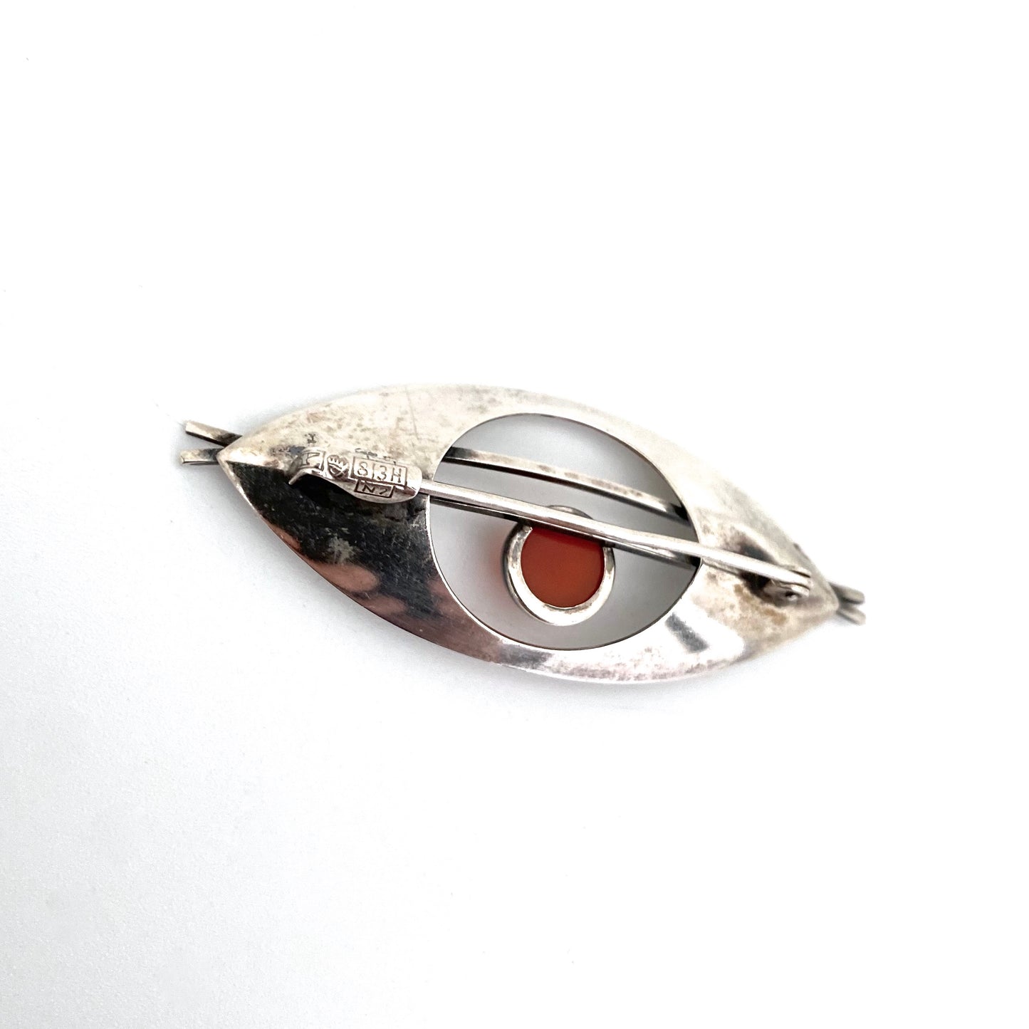 Kupittaan Kulta silver & carnelian brooch ~ 1966