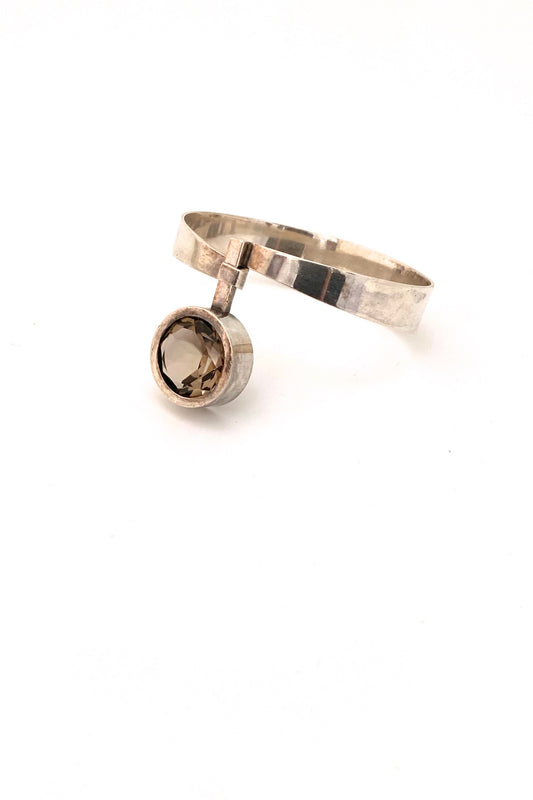 Elis Kauppi Kulittaan Kulta Finland vintage silver large smoky quartz bracelet Scandinavian Modernist jewelry design