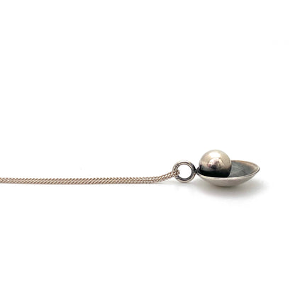 profile Elis Kauppi Kupittaan Kulta Finland vintage silver sphere pendant necklace Scandinavian Modernist jewelry design