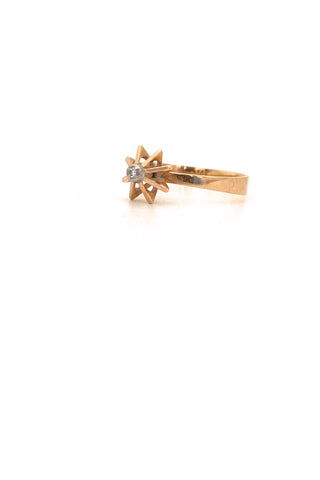 Elis Kauppi Kupittaan Kulta Finland vintage 14k gold diamond ring Scandinavian Modernist jewelry design