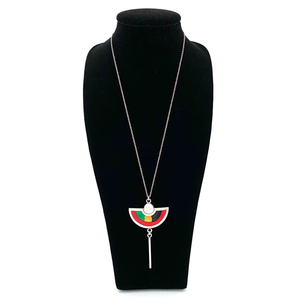 detail Embla Norway vintage silver enamel kinetic pendant necklace Scandinavian jewelry design