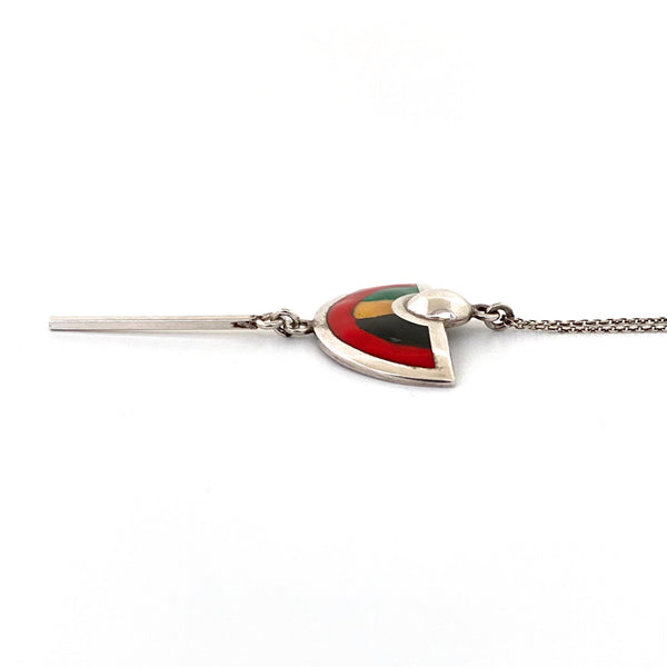 profile Embla Norway vintage silver enamel kinetic pendant necklace Scandinavian jewelry design