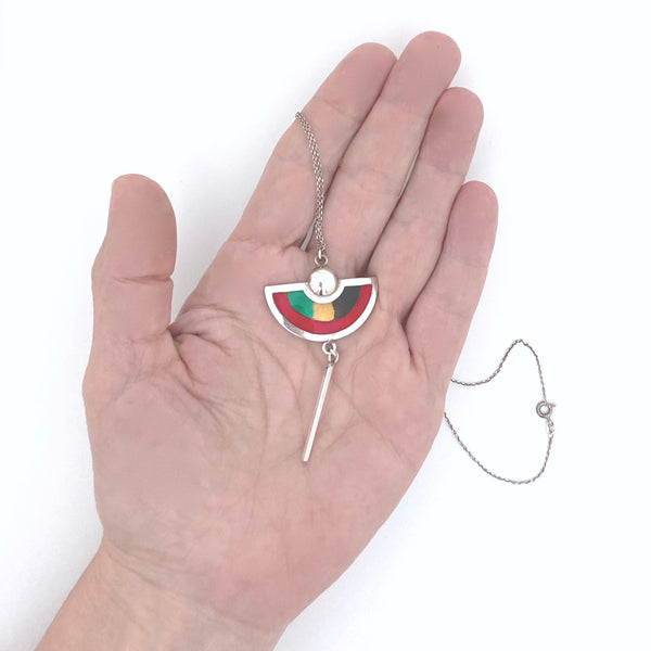 scale Embla Norway vintage silver enamel kinetic pendant necklace Scandinavian jewelry design
