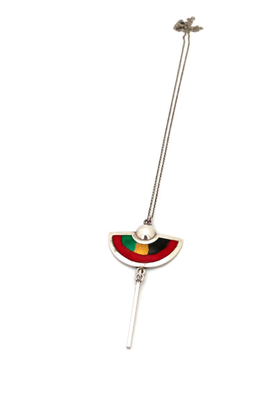 Embla Norway vintage silver enamel kinetic pendant necklace Scandinavian jewelry design