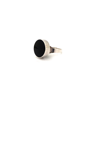 Erik Granit Finland vintage silver onyx ring 1974 Scandinavian Modernist jewelry design