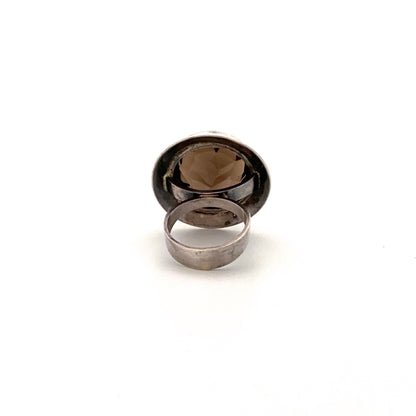 Erik Granit extra large silver & smoky quartz ring