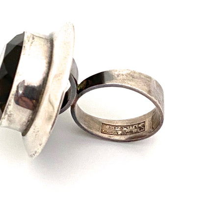 Erik Granit extra large silver & smoky quartz ring